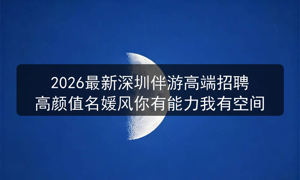 2026最新深圳伴游高端招聘高颜值名媛风你有能力我